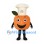 Orange Chef Mascot Costume with White Hat and Green Leaf