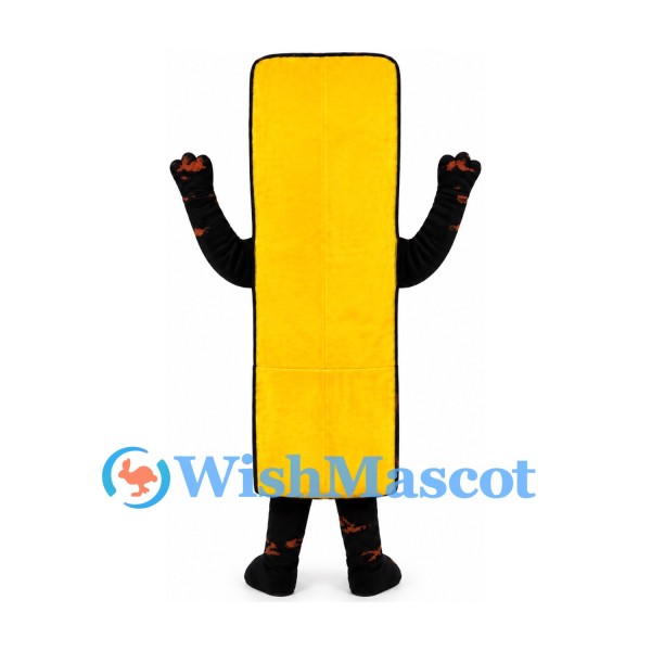 Rectangle Character Mascot Costume in Yellow with Smiling Face
