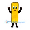 Rectangle Character Mascot Costume in Yellow with Smiling Face