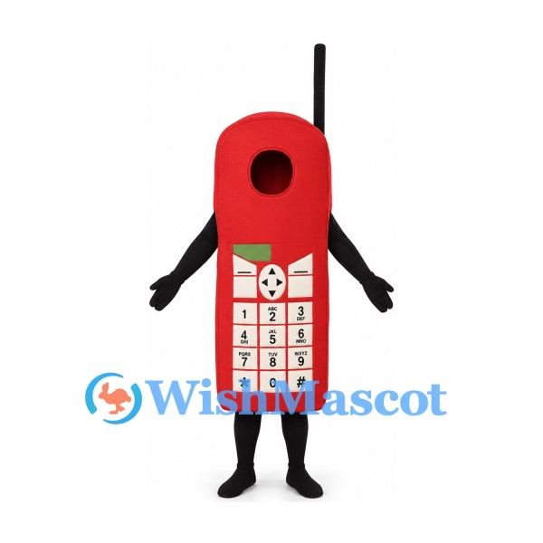 Mobile Phone Mascot Costume in Red with White Keypad