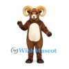 Ram Mascot Costume in Brown with Cream Horns and Belly
