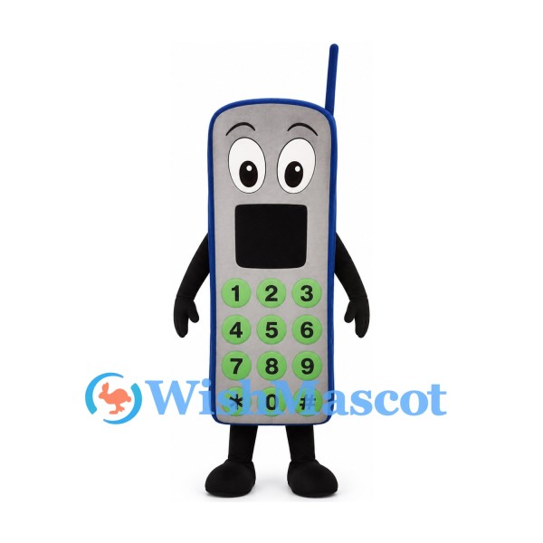 Mobile Phone Mascot Costume in Gray with Green Keypad