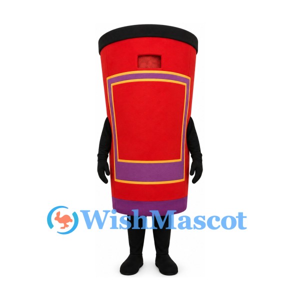 Post Box Mascot Costume in Red with Black Top