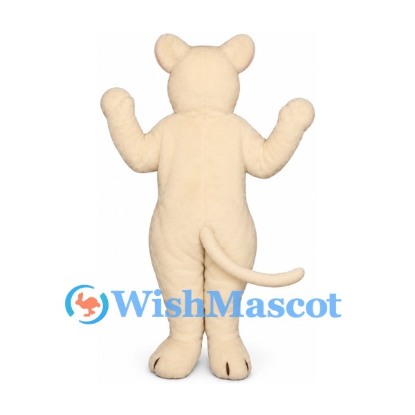 Mouse Mascot Costume in Cream with Pink Belly