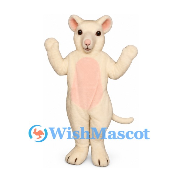 Mouse Mascot Costume in Cream with Pink Belly