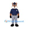 Fox Officer Mascot Costume with Navy Uniform and Gray Pants