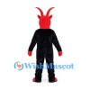 Devil Mascot Costume with Red Horned Head and Black Suit