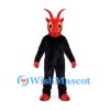 Devil Mascot Costume with Red Horned Head and Black Suit