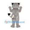 Raccoon Mascot Costume in Gray with Striped Tail