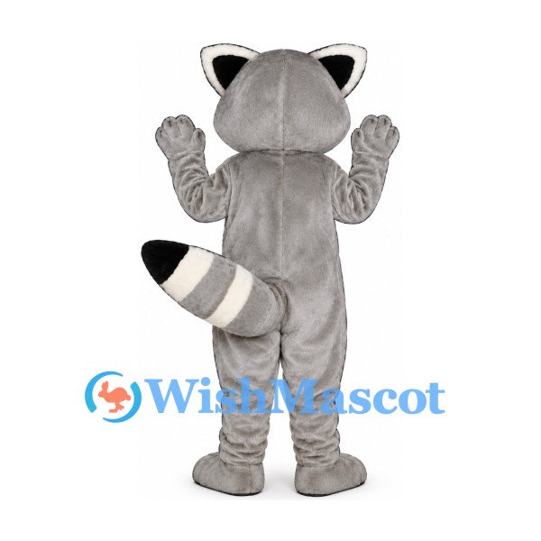Raccoon Mascot Costume in Gray with Striped Tail