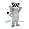 Raccoon Mascot Costume in Gray with Striped Tail
