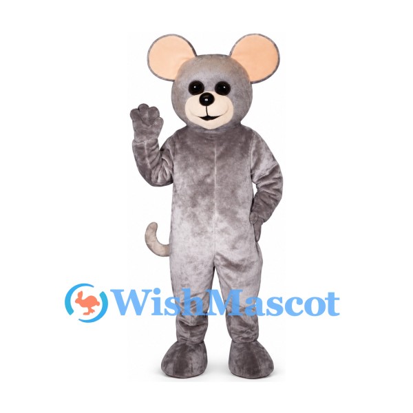 Mouse Mascot Costume in Gray with Large Pink Ears