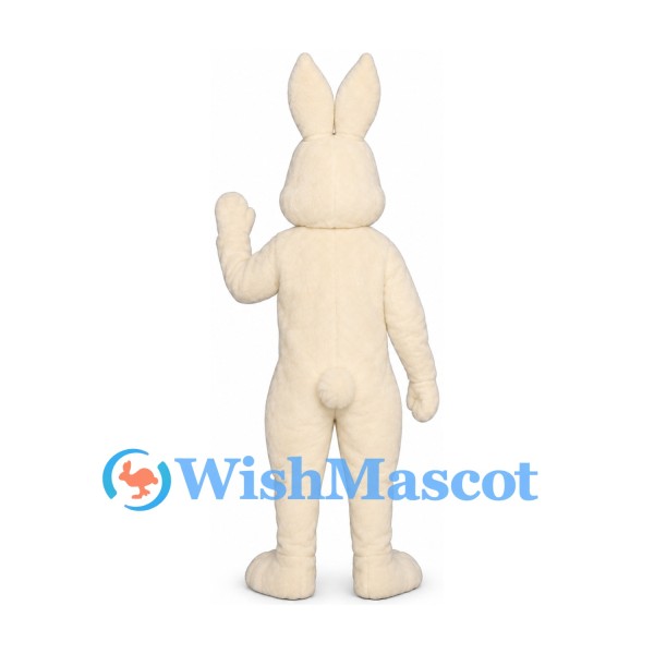 Rabbit Mascot Costume in Cream with Pink Inner Ears