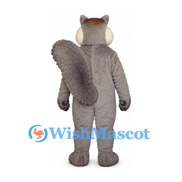 Squirrel Mascot Costume in Gray with Large Bushy Tail