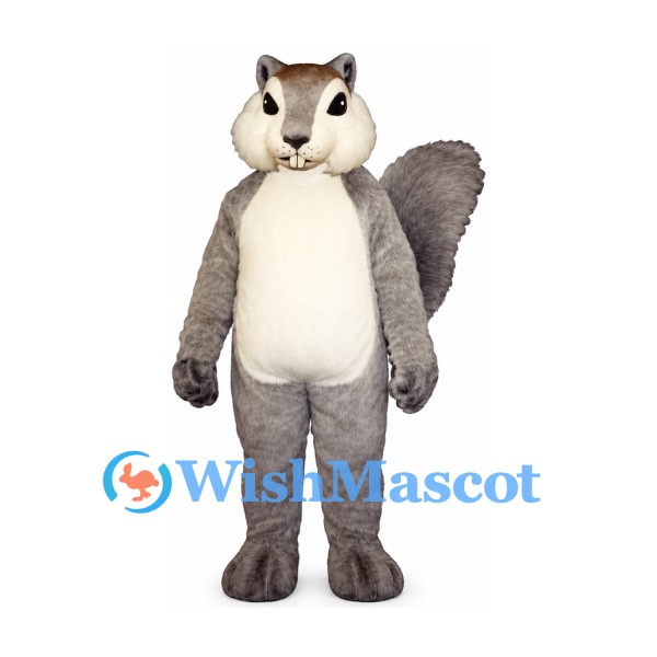 Squirrel Mascot Costume in Gray with Large Bushy Tail