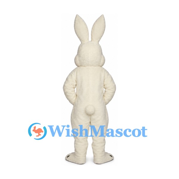 Rabbit Mascot Costume in Cream with Smiling Muzzle