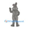 Rabbit Mascot Costume in Gray with White Belly and Bent Ear
