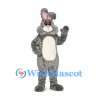 Rabbit Mascot Costume in Gray with White Belly and Bent Ear