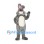 Rabbit Mascot Costume in Gray with White Belly and Bent Ear