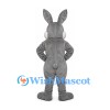 Rabbit Mascot Costume in Gray with Large Cheeks