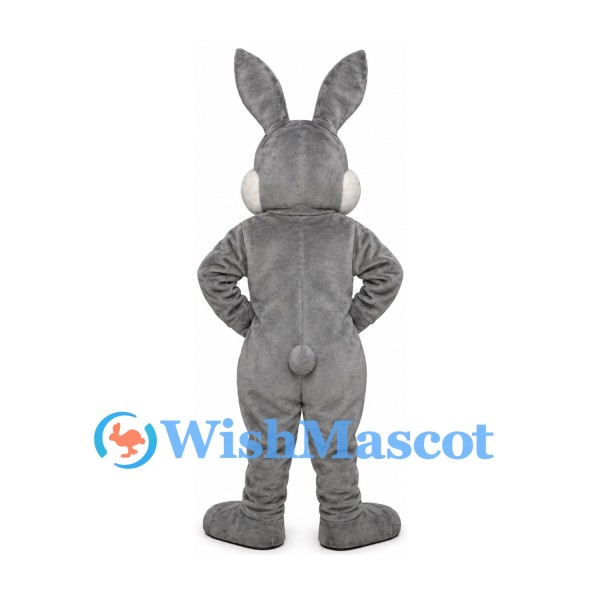 Rabbit Mascot Costume in Gray with Large Cheeks