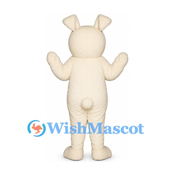 Rabbit Mascot Costume in Cream with Bent Ears