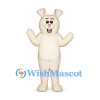 Rabbit Mascot Costume in Cream with Bent Ears