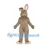 Rabbit Mascot Costume in Gray Brown with Cream Belly