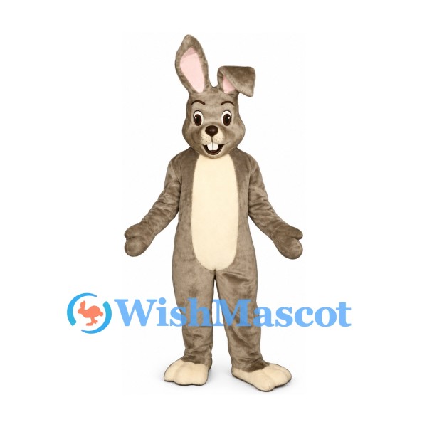 Rabbit Mascot Costume in Gray Brown with Cream Belly