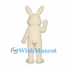 Rabbit Mascot Costume in Cream with Bright Pink Ears