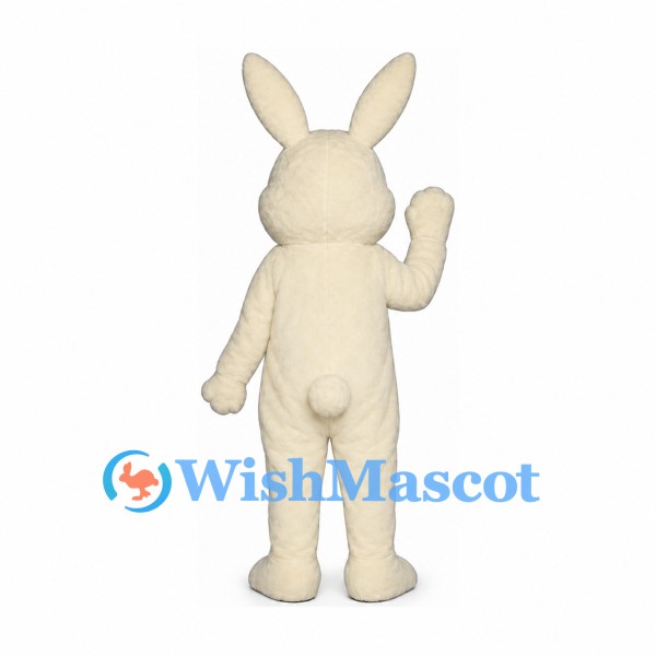 Rabbit Mascot Costume in Cream with Bright Pink Ears