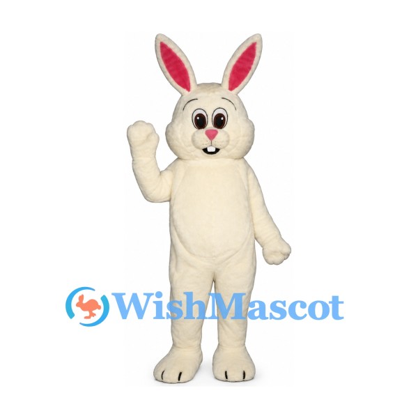 Rabbit Mascot Costume in Cream with Bright Pink Ears
