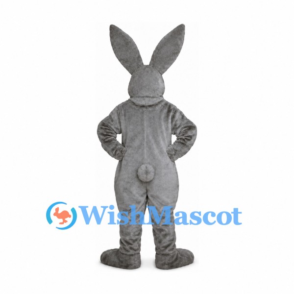 Rabbit Mascot Costume in Gray with Tall Pink Ears