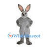 Rabbit Mascot Costume in Gray with Tall Pink Ears