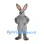 Rabbit Mascot Costume in Gray with Tall Pink Ears