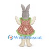 Rabbit Mascot Costume with Floral Dress and Pink Bow