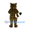 Raccoon Mascot Costume in Brown with Striped Tail