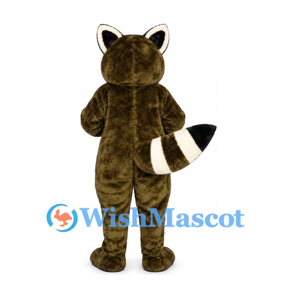 Raccoon Mascot Costume in Brown with Striped Tail