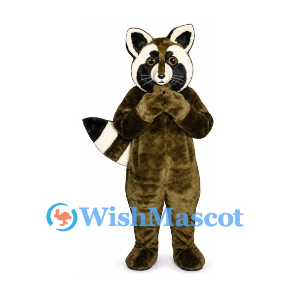 Raccoon Mascot Costume in Brown with Striped Tail
