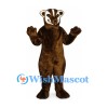 Badger Mascot Costume in Brown with White Face Stripes
