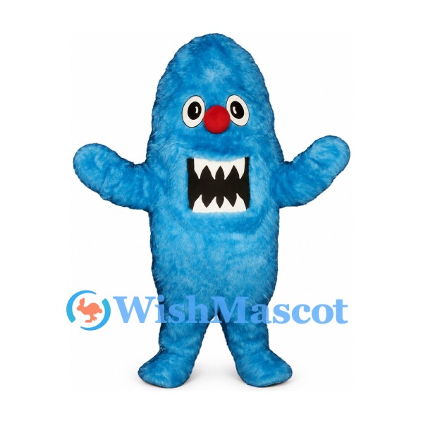 Monster Mascot Costume in Blue with Toothy Mouth