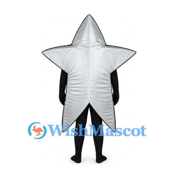 Star Mascot Costume in Silver with Five Points