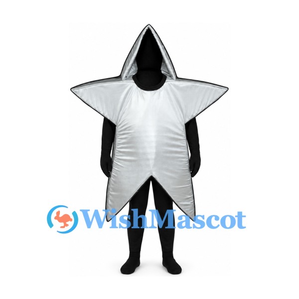 Star Mascot Costume in Silver with Five Points