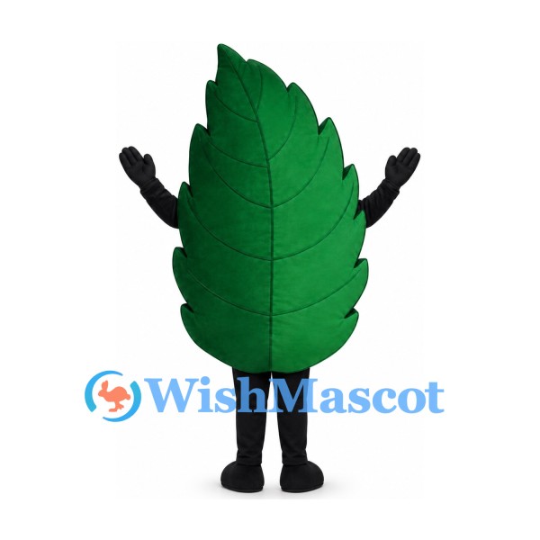 Leaf Mascot Costume in Green with Serrated Edges