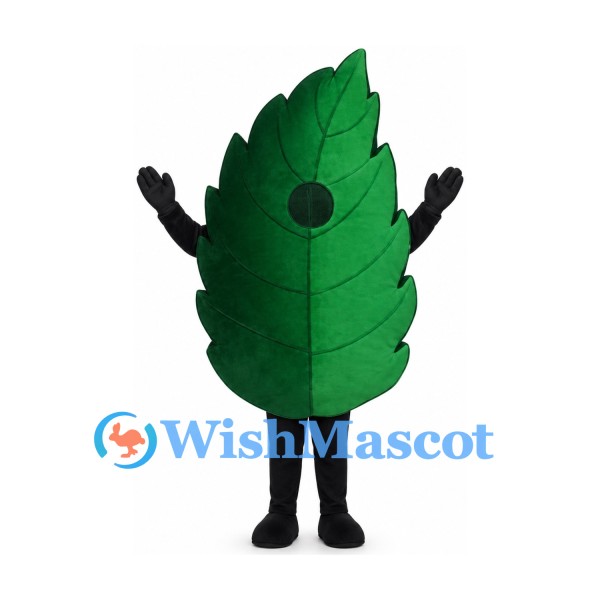 Leaf Mascot Costume in Green with Serrated Edges
