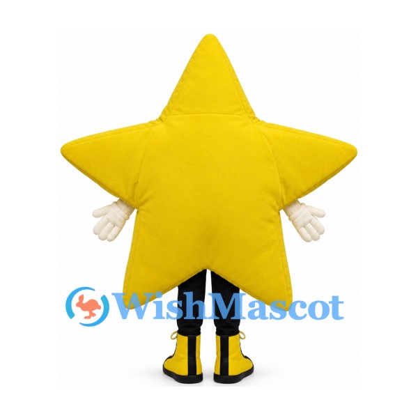 Star Mascot Costume in Yellow with Red Bow Tie