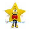 Star Mascot Costume in Yellow with Red Bow Tie