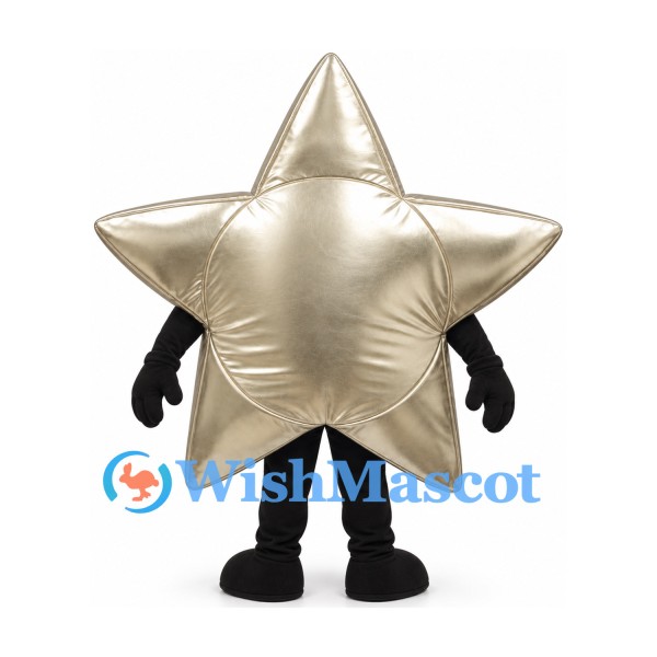 Star Mascot Costume in Gold with Smiling Face