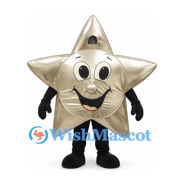 Star Mascot Costume in Gold with Smiling Face