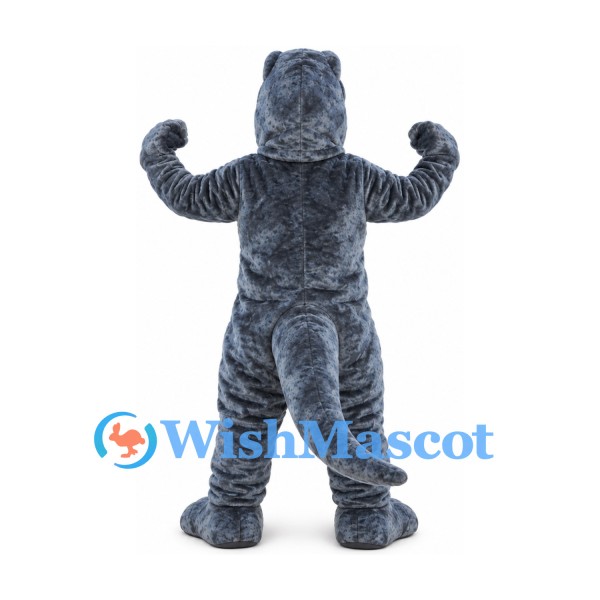 Dinosaur Mascot Costume in Blue Gray with Long Tail
